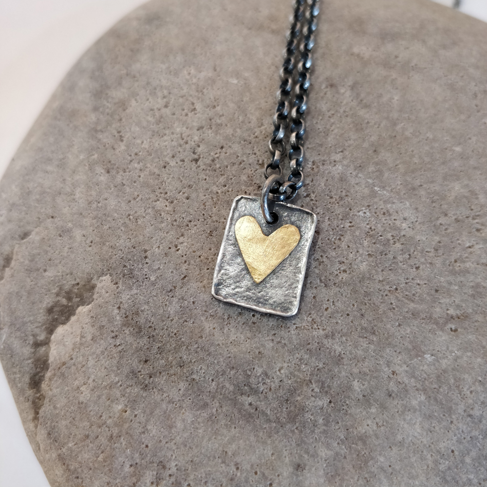 Double heart Tag necklace 
